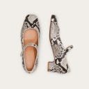Dora Low Heels, off white python pattern